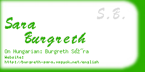 sara burgreth business card